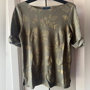 Karen Scott. M Metallic Leaf Blouse